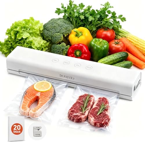 DOMIVIO Vacuum Sealer Machine for Food, 4-in-1 Functions with 20 Vacuum Bags (20x30cm) - Dry & Wet Modes, Quick Sealing for Freshness & Storage, Compact Design for Home Kitchen Use - Image 1