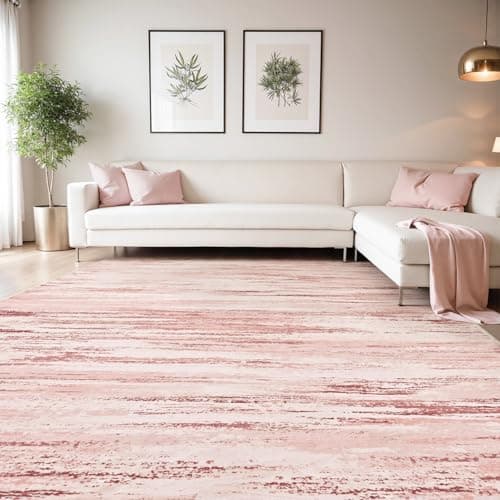 tchdio Pink Rug-8x10 Area Rugs for Living Room, Ultra Soft Washable Rugs for Bedroom Non Slip Nursery Rug, Kids Rug Playroom Carpet for Bedroom, Pink - Image 1