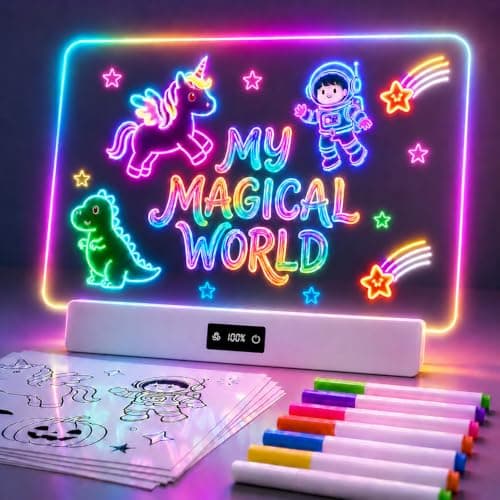 TAEMVV 16 Inch LED Drawing Board for Kids with Display, Rechargeable Light Up LCD Writing Tablet with 15H Battery & Stand, 8 Colors 3 Dynamic Modes Glow Light Board for Toy Birthday Gifts - Image 1