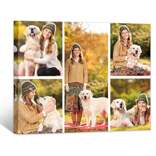 GagetElec Canvas Prints with Your Photos Canvas Pictures Custom Personalized Photo Picture Canvas Customized Photo Personalized Wall Art Valentines Day Gifts for Couple Framed Horizontal (5 Photos) - Image 1