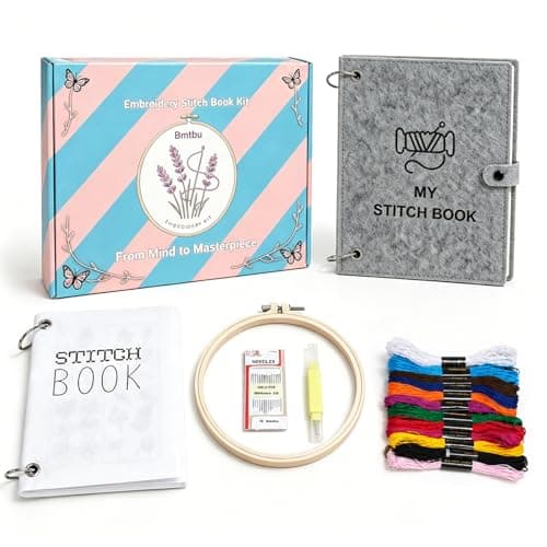 2026 Upgraded Embroidery Stitch Book Kit with 8.27"x10.65" Portable Loose-Leaf Cover, 103 Stitches & 60 Patterns, All-in-One Hand Embroidery Kit for Beginners with Tools & Step-by-Step Video Tutorials - Image 1