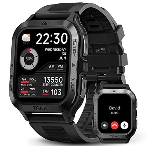AMAZTIM Smart Watch, 60 Days Extra-Long Battery, 50M Waterproof, Rugged Military Bluetooth Call(Answer/Dial Calls), 1.85" Ultra Large HD Display, AI Voice Assistant, Compatible for Android and iOS - Image 1