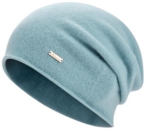 HAMUNI Wool Slouchy Beanie for Women,Soft Warm Beanies Hats- Lightweight & Breathable Skull Beanies Cap for Spring,Fall, Winter Blue