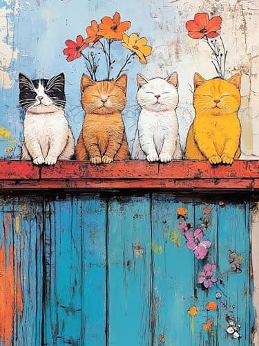 ijbnhd Cat Diamond Art Kits for Adults, 5D DIY Cat Diamond Painting Kits for Adults Beginners, Diamond Dots Kits Gem Arts Crafts for Home Wall Decor 12x16in