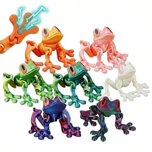 7 Pcs 3D Printed Animals Frog Fridge Magnets, Funny Refrigerator Magnets with Movable Joint and Pose Different Positions for Home Office Decoration, Frog Gifts IdeaI for Women Mom Men - Image 1