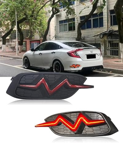 KYSLFZ LED Rear Bumper Light for Honda Civic 2016 2017 2018 2019 2020 2021 LX EX Touring Sedan Tail Bumper Reflector Light Brake Running Lights Sequential Flash Turn Signal Lamps,Red