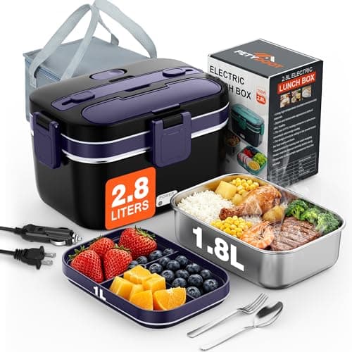 PETYDOOT 2.8L Electric Heated Lunch Box - 100W Portable Food Warmer for Adults, Leak-Proof & Dishwasher-Safe, Ideal for Car, Truck, Travel, Work, Gift for Men & Women - Image 1