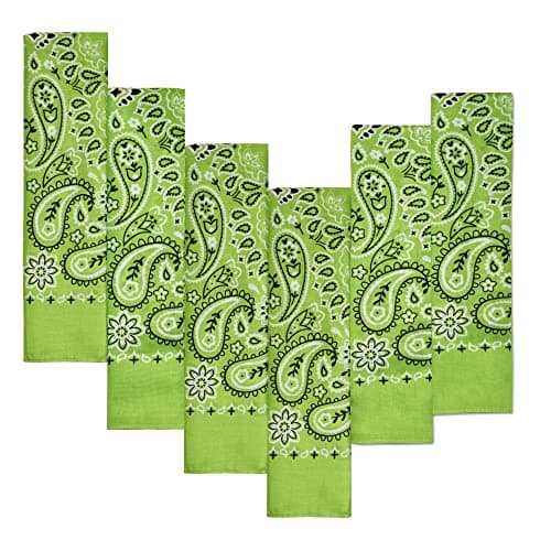 6-Pack Light Green 100% Cotton Bandanas Gift Set – 22x22 Inch Paisley Head Wraps, Face & Neck Scarves, Multi-Purpose Accessories for Men & Women, Holiday & Everyday Gifting - Image 1