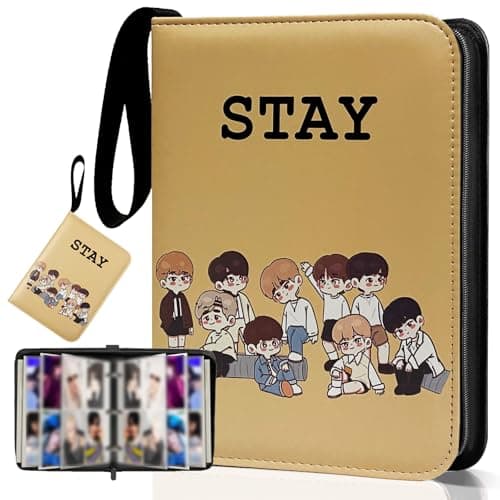 KEFEIKJ Cute Trading Photocard Binder, STAY Photo Album Cartoon Card Holder Book Storage 900 Cards with Sleeves for Lomo Cards Gift - Boys & Girls, idol Photo Protect (Beige) - Image 1