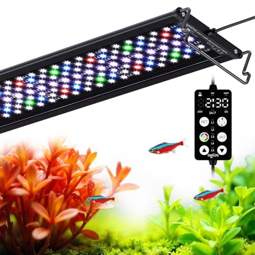 SEAOURA Aquarium Light for Fish Tank, 24/7 Custom Timer, Power-Off Memory, 7-Row LED 24-30in Full Spectrum Fish Tank Lights, 8 Colors, 20 Brightness, Day&Night Cycle, Adjustable Mount for Freshwater - Image 1