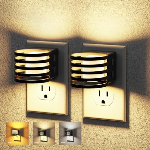 JandCase LED Night Light, Night Lights Plug into Wall with Dusk to Dawn Sensor, 3 Colors Amber/3000K/5000K & 5 Brightness Levels, Adjustable Brightness Nightlight for Bedroom Bathroom Hallway, 2 Pack - Image 1