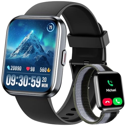 Smart Watch for Men Women, 1.8" Fitness Tracker for Android & iPhone, Answer/Make Calls, Alexa Built-in, Heart Rate/Sleep/SpO2 Monitor Smartwatch, IP68 Waterproof Watches 101+ Sport Modes, 2 Bands - Image 1