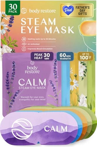 Body Restore Heated Eye Mask for Dry Eyes 30 Pack – Fathers Day Gift for Dad, Birthday Gifts for Women and Men, Self Heating Warm Compress, Relaxation – Variety - Image 1