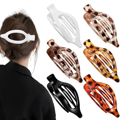 Obeoby 6 PCS Flat Hair Clips for Women, French Flat Claw Clips Hair Accessories Barrettes Large Medium Duckbill Stocking Stuffers Christmas Gifts (Tortoiseshell) - Image 1