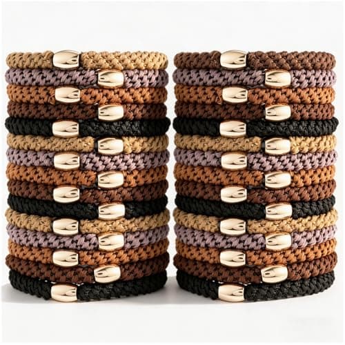 Obeoby Hair Ties for Women Thick Hair, 30 Pcs Braided Damage-free No Crease Hair Ties Bulk - Elastics Hair Rubber Bands Ponytail Holders Hair Accessories (Neutral Colors) - Image 1