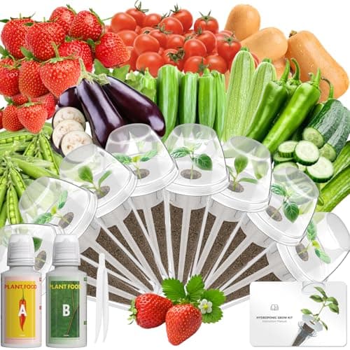 8-pod Red Strawberry & Tomato Seed Pod Kits for AeroGarden, Ahopegarden Hydroponics Growing System, 350+ Seeds (Include Red Strawberry, Tomato, Green Pepper, Eggplant, Peas, Cucumber, Okra, Pumpkin) - Image 1