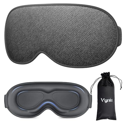 Vynix Sleep Mask for Men Women - 100% Blackout Eye Masks for Sleep, Zero Pressure 3D Sleeping Mask, Adjustable Light Blocking Eye Cover Blindfold for Travel, Nap, Night Work, Office - Gray