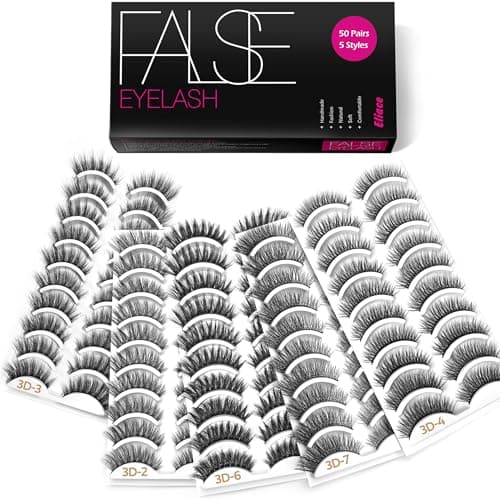 Eliace Eyelashes, 50 Pairs 5 Styles Wispy False Eyelashes Fake Eyelashes - Image 1
