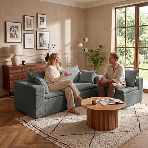 105" Modular Sectional Sofa, Cloud Boneless Couch with Layered Cushion, 3 Seaters Flexible Module Sofa Convertible L Shaped Couches Combination for Living Room and Office(Gray, 105" 3 Seaters) - Image 1