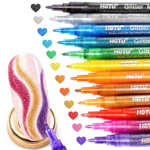 HOTU Glitter Nail Art Pens, 12 Colors