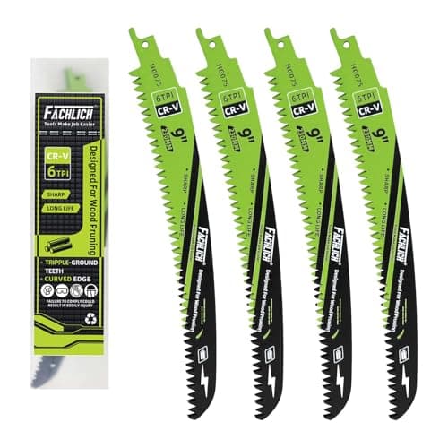 FACHLICH Japanese Teeth Reciprocating Saw Blade 9Inch - Saber Saw Blades Wood Pruning, 4pcs Curved Edge 6TPI for Tree Trimming, Wood/PVC Pipe Cutting - Image 1
