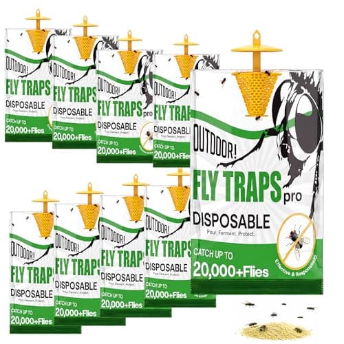 9 Pack Fly Traps Outdoor Hanging, Portable Disposable Fly Catcher, Add Water Outdoor Flying Insect Trap Fly Traps for Patio, Backyard, Ranch & Garbage Areas - Image 1