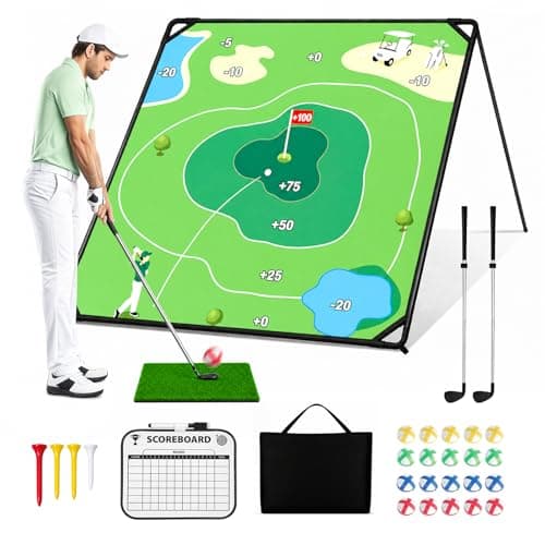 Zessfit Golf Chipping Game Set, 71" x 71" Double-Sided Chipping Mat with Sticky Balls, Backyard Indoor Outdoor Golf Practice Game for Adults, Golf Training Aid Gift - Image 1