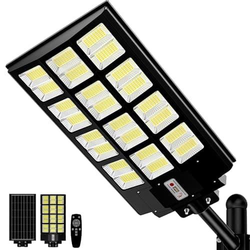 10000W Solar Street Light, Super Bright Solar Street Lights Outdoor Waterproof, 320° Solar Flood Lights Outdoor with Dusk to Dawn Motion Sensor Remote, 48000mAh IP67, for Parking Lot Yard Garage Farm - Image 1
