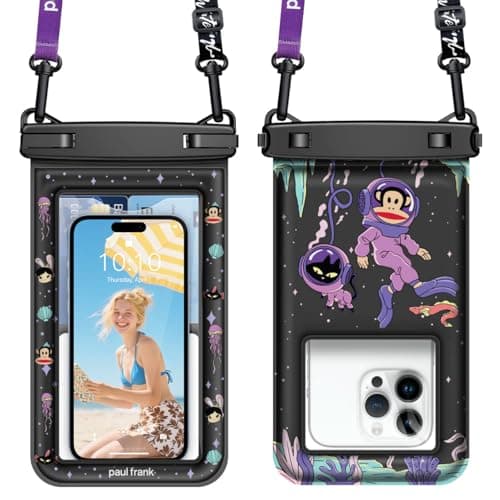 Paul Frank Waterproof Phone Pouch Floating, 2 Pack IPX8 Waterproof Phone Case with Lanyard for iPhone 17 16 15 14 Pro Max Galaxy S25 S24, Cellphone Dry Bag Beach Cruise Ship Essentials(up to 8.5") - Image 1