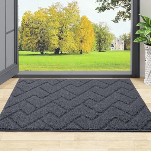 OLANLY Indoor Door Mat, 30x17, Dirt Resistant and Absorbent, Sturdy Non-Slip Rubber Backing, Easy to Clean, Washable Low-Profile Doormat for Entryway, Charcoal - Image 1
