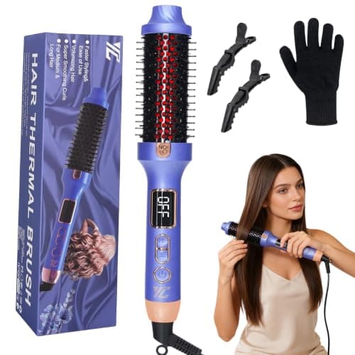 Thermal Brush, 32mm Negative Ion Infrared Heated Round Brush-Lightweight, Dual Voltage 2-in-1 Hair Straightener & Curler, Ideal for Travel - Image 1
