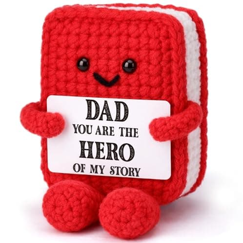 Fathers Day Birthday Gifts for Dads Grandpa Stepdad Papa Father's Day Card Decor for Husband from Wife Dad Gift from Daughter Son Best Dad Ever Gifts Handmade Crochet Book You Are The Hero of My Story - Image 1