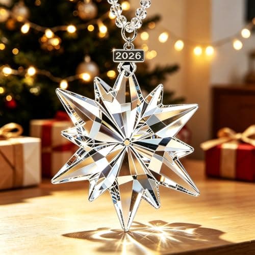 2026 Annual Christmas Ornaments Crystal Snowflake Star, Sparkly Crystal Ornament for Christmas Tree, Beautiful Ornaments for Women Girls - Image 1