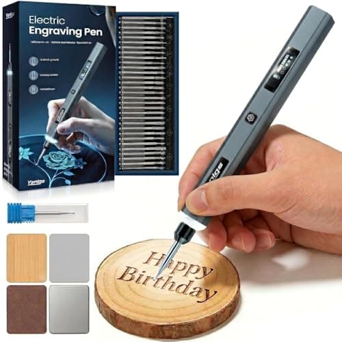 Vanlgs Engraving Pen for Metal Wood Glass Plastic, Engraving Tool with LED Light, 31 Bits, Cordless, 5 Speeds, Rechargeable, Engraver Kit Craft Easter Gifts for for Teens Adults Beginner, Dark Gray - Image 1