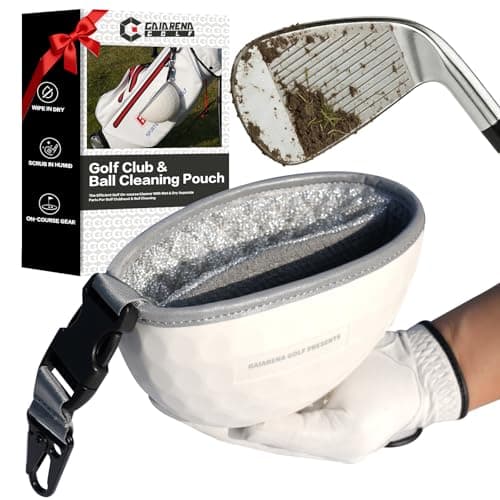 GAIARENA Golf Cleaning Bag Pouch Silicone Ball Washer Club Cleaner with Scrub and Wipe Cloth Gifts Ideas for Golfers On-course golf accessories White - Image 1