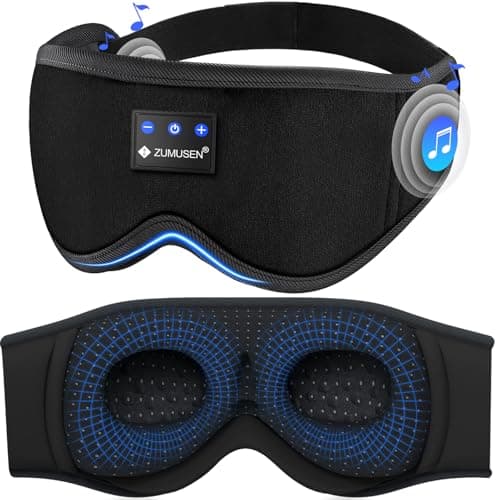 ZUMUSEN Bluetooth Sleep Headphones, 3D Wireless Music Eye Mask with Ultra-Thin Stereo Speakers, Adjustable Sleep Mask for Side Sleepers, Perfect for Travel, Meditation, Relaxation - Image 1