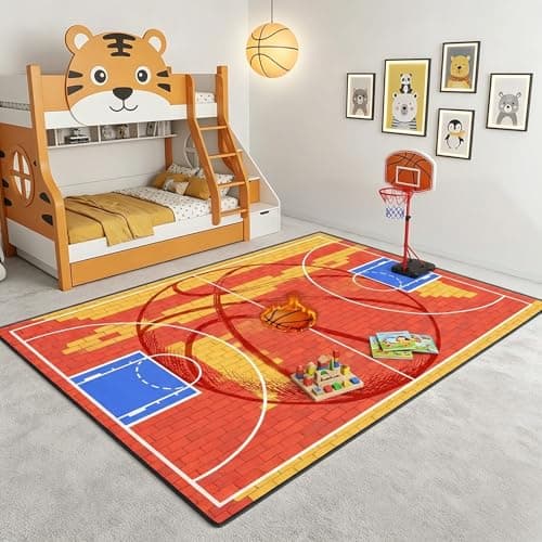 BATATADOCE Basketball Rug - 2.5x4 Feet Boys Bedroom Area Rug Basketball Court Sports Decor for Kids Room Playroom Game Floor Mat - Image 1