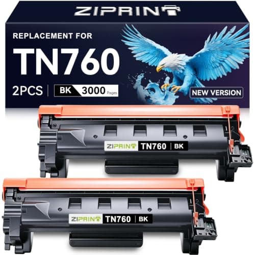ZIPRINT TN760 Toner Cartridges Compatible Replacement for Brother TN760 TN730 TN-730 High Yield for MFC-L2710DW MFC-L2750DW DCP-L2550DW HL-L2350DW HL-L2395DW HL-L2370DW (Black, 2 Pack)