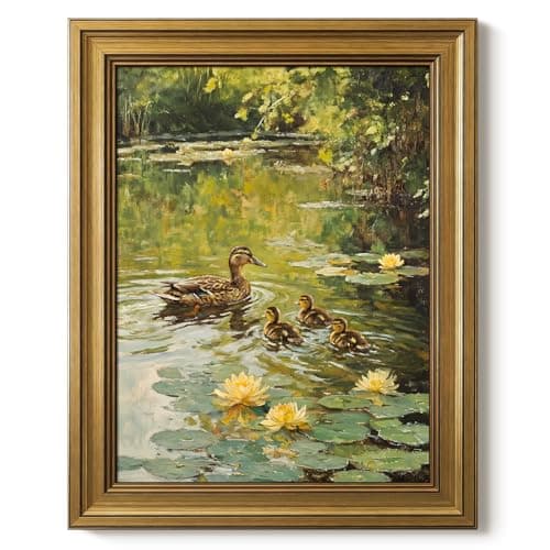 HISPACE Vintage Framed Wall Art for Living Room,8x10 Inch Duck Canvas Print for Living Room Bedroom Decor,Unique Gift Wall Decor for Friends and Family - Image 1