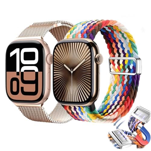 Magnetic Clasp Watch Bands for Women and Men, Compatible with Apple Watch Bands 38mm 40mm 41mm 42mm 44mm 45mm 46mm 49mm, for iWatch Bands Ultra/Ultra 2 SE Series 10 9 8 7 6 5 4 3 2 1, Stainless Steel & Nylon - Image 1