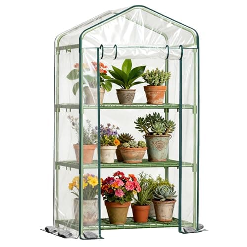 Twira 3-Tier Mini Greenhouse Outdoor, Portable Small Greenhouses for Winter, PE-coated Metal Frame & PVC Cover Green House for Outside Plants, Indoor Greenhouse Women Men Gardening Gifts 2.3x1.6x4.2ft - Image 1