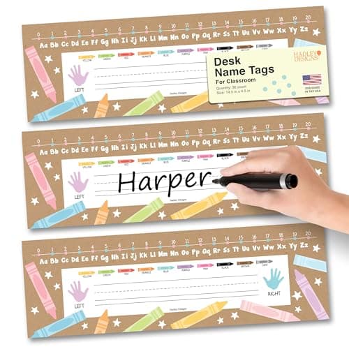 Hadley Designs Desk Name Tags for Classroom –36 Student Name Tags for Desks, 14.5x4.5 Name Plates for Classroom Decor, Teacher Supplies Kraft Nametags, 1st-3rd Grade Kindergarten Preschool Must Haves - Image 1