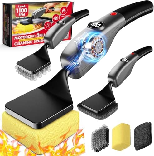 Bristle-Free Electric Grill Brush, Fire-Resistant BBQ Grill Brush, Reciprocating Grill Brush for Outdoor Grill, Grill Cleaner with 3 Heads, Cordless Grill Cleaning Brush with 3600 mAn, Silver - Image 1