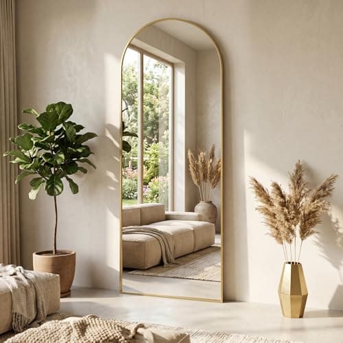NBGV 70"x27" Floor Mirror Full Length, Arched Full Length Mirror with Stand, Large Full Body Mirrors for Bedroom Living Room or Cloakroom Gold - Image 1