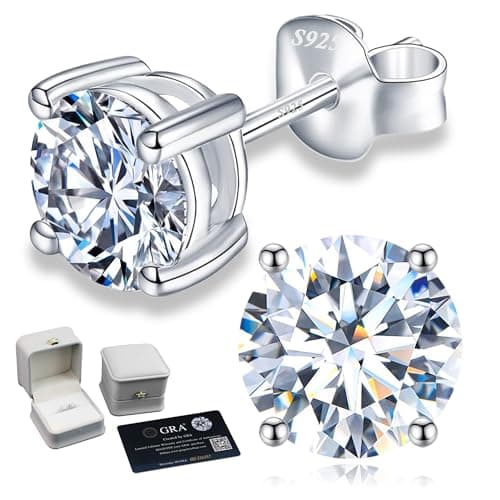 Trinckle Sterling Silver Moissanite Stud Earrings, 2ct (1ct*2)-6.5mm, D Color VVS1 Round Cut, Hypoallergenic, Perfect for Men and Women, Birthday Gifts - Image 1