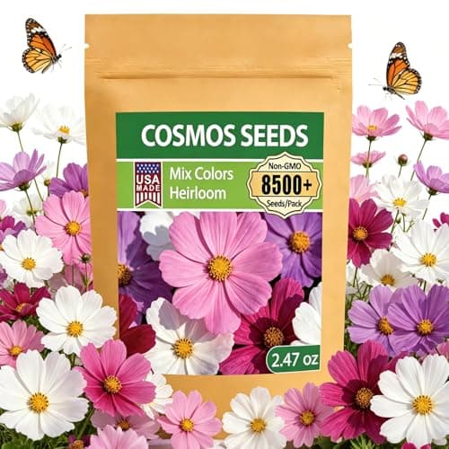 LUOJIBIE Cosmos Seeds, 8500+ Mixed Colors Cosmos Seeds for 2026, High Germination Non-GMO Cosmos Flower Seeds for Planting, Wildflower Seeds for Planting Indoor Outdoor, Open Pollinated
