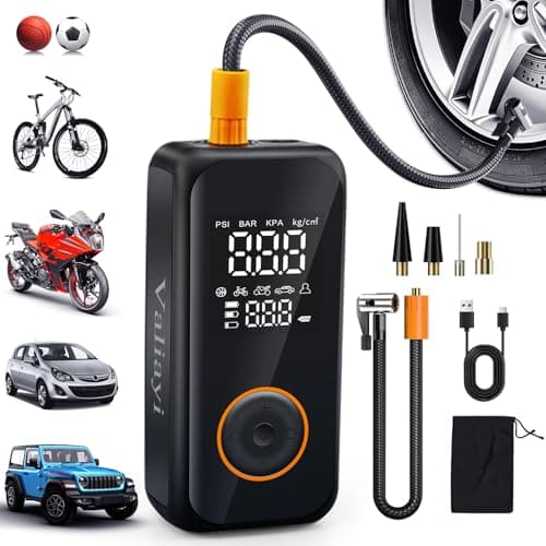Tire Inflator Portable Air Compressor,Cordless Bike Pump with Digital Pressure Gauge&LED Light,150PSI Car Inflation with Auto Shutoff Function,Portable Air Pump for car ,Motorcycles ,Bikes, Balls - Image 1