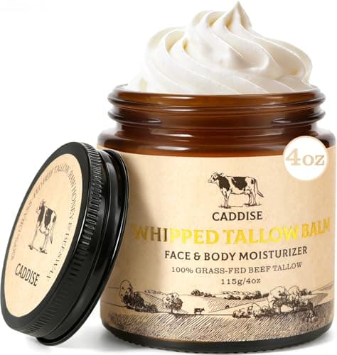 CADDISE Whipped Beef Tallow for Skin – 100% Grass-Fed Handmade Cream Moisturizer for Face & Body, Natural with Honey, Shea Butter, Jojoba Oil, Non-Greasy, Nourishing for Men, Women, Kids, 4 Oz - Image 1