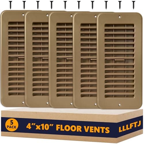 Floor Vent Covers, Floor Register 4x10, 5 Pack Adjustable Plastic Vent Covers for Home Floor, Ceiling or Sidewall, Floor Vent with Screws (Brown 4 x 10) - Image 1