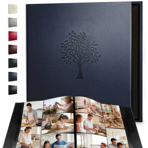 ROHODWELL Photo Album 4x6 600 Pockets Slip In, Extra Large Capacity PU Leather Cover Picture Album, Holds Horizontal & Vertical Photos for Family Wedding Baby Anniversary Christmas Gift (Navy Blue) - Image 1
